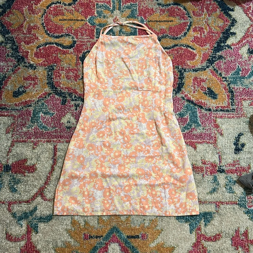 rvca floral halter neck mini dress
